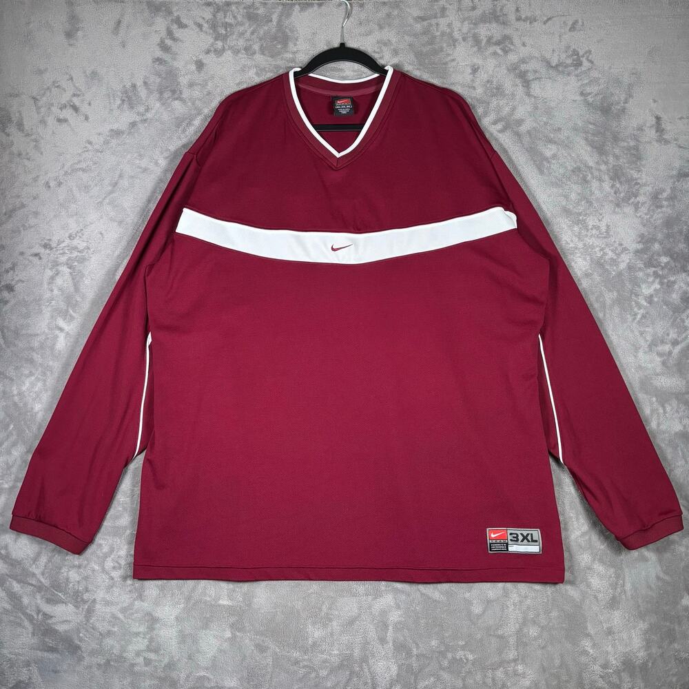 Vintage Nike Team V Neck Pullover Men’s 3XL Maroon Long Sleeve Shirt